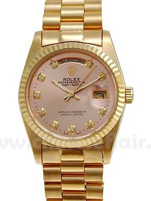 Rolex Oyster Perpetual Day-Date Pink Face Gold Men's Watch